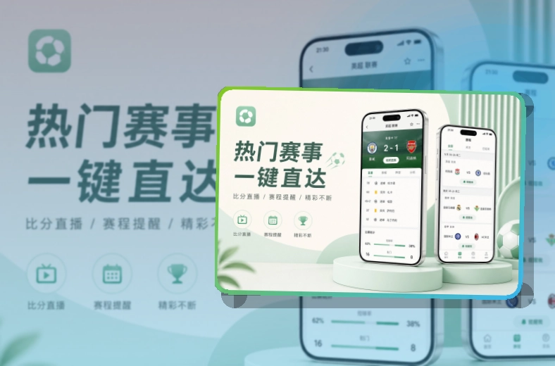 斜切下载区 · 赛事信息App · 关注比赛回访更快界面展示